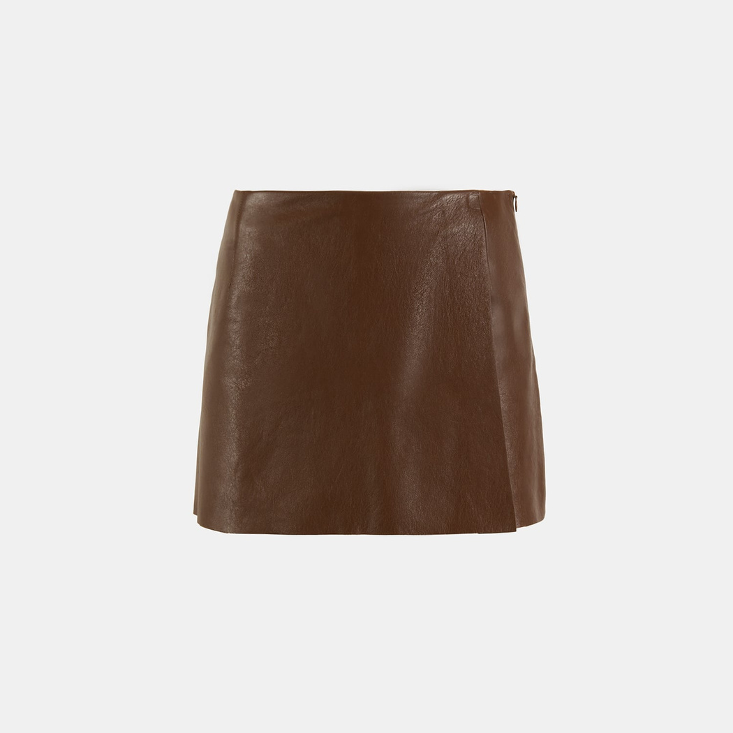 Limited Edition Kadın Taba Deri Şort Etek