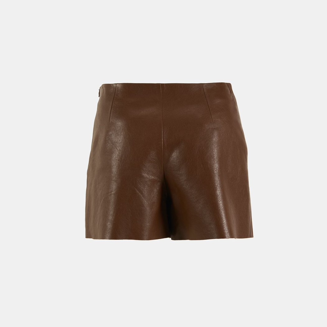 Limited Edition Kadın Taba Deri Şort Etek