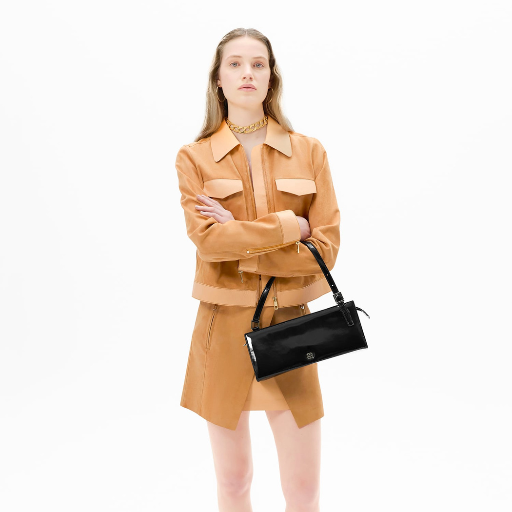 Limited Edition Kadın Turuncu Deri Detaylı Fermuarlı Süet Ceket