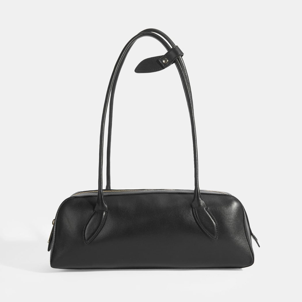 Limited Edition Siyah Kadın Yaprak Detaylı Deri Omuz Çantası