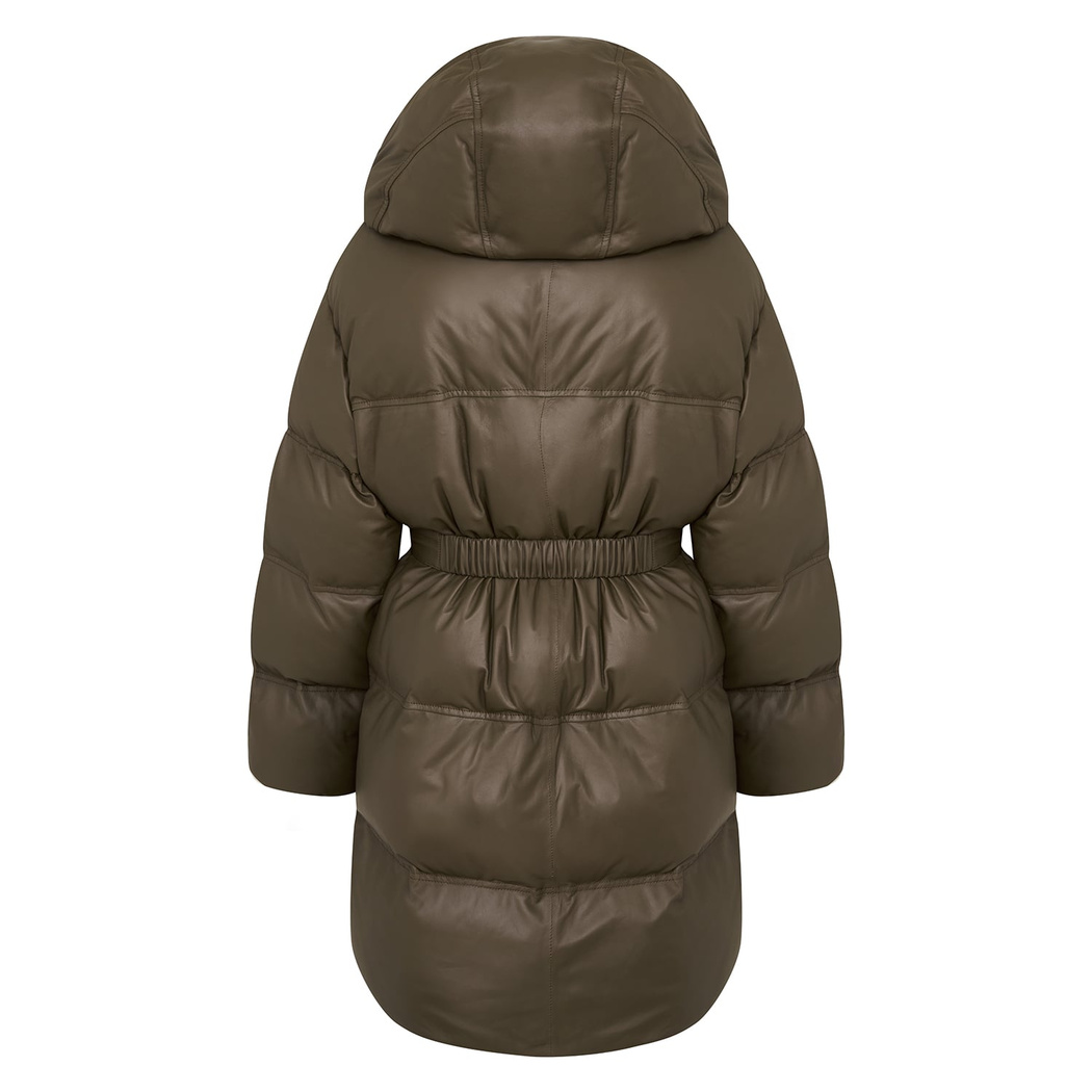 Linda Yeşil Kadın Puffer Deri Kaban