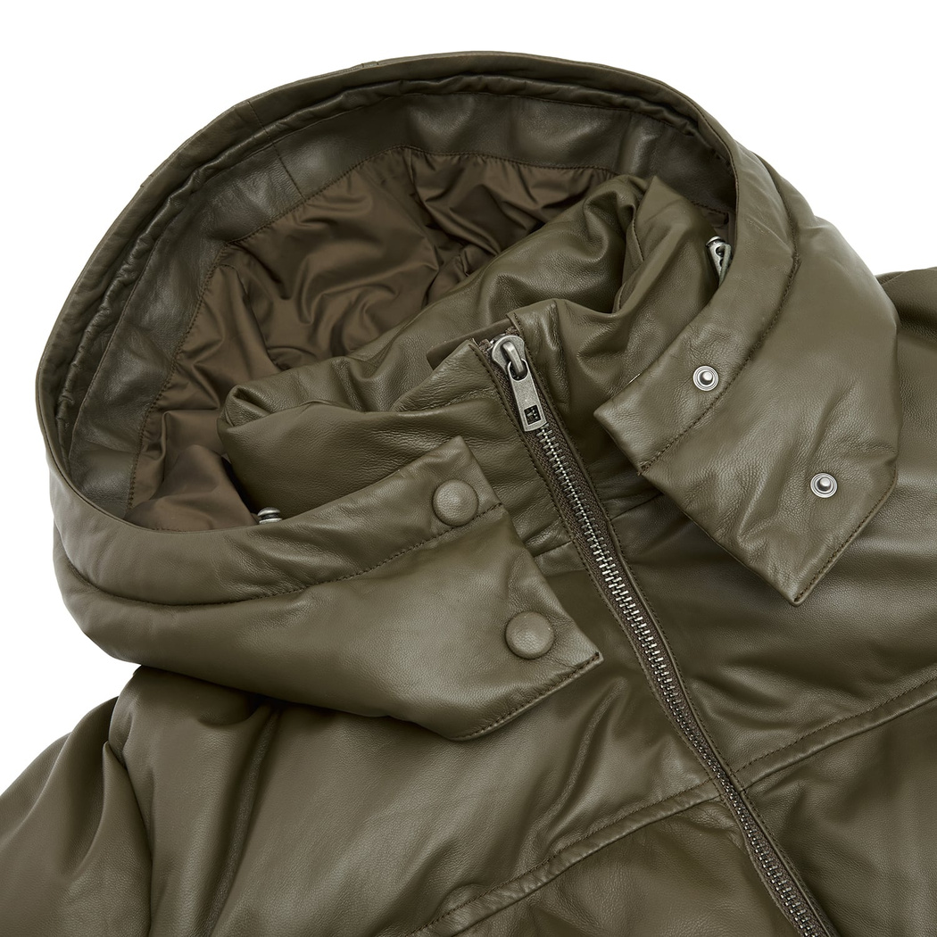 Linda Yeşil Kadın Puffer Deri Kaban