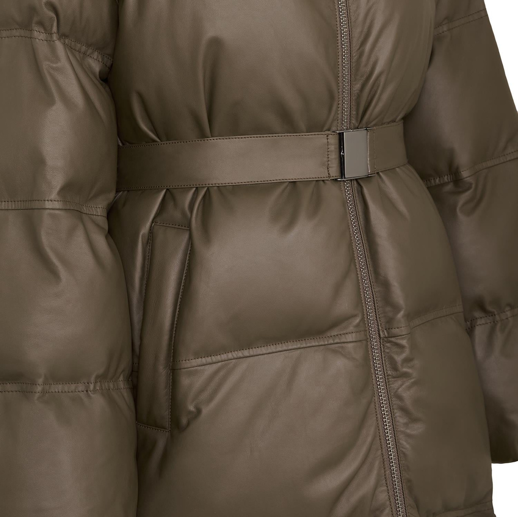 Linda Yeşil Kadın Puffer Deri Kaban