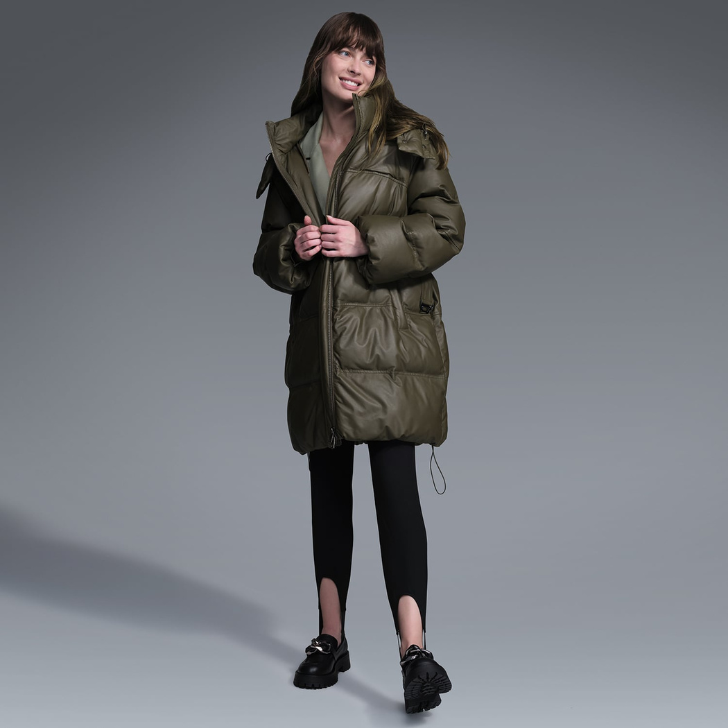 Linda Yeşil Kadın Puffer Deri Kaban