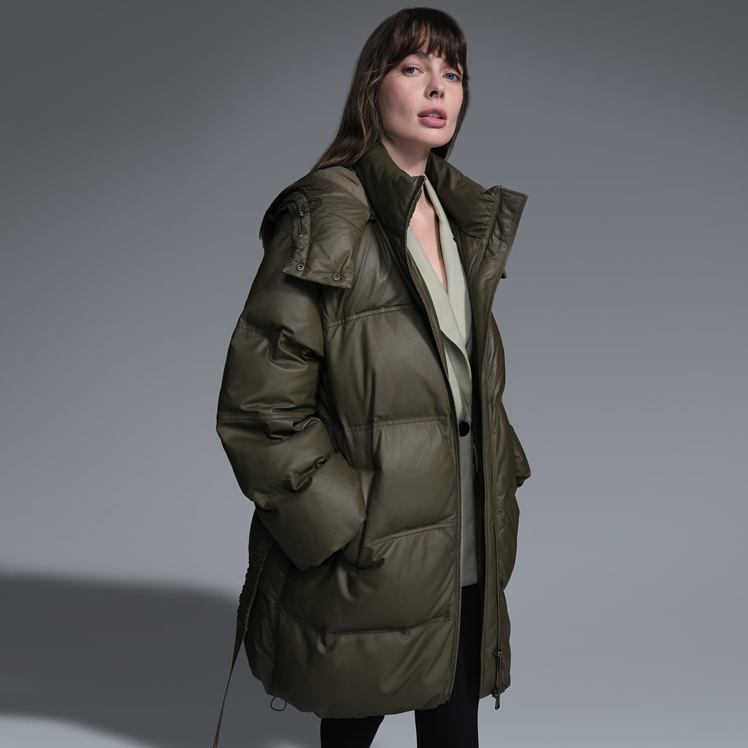 Linda Yeşil Kadın Puffer Deri Kaban