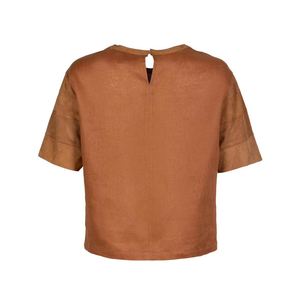 Linea Taba Kadın Perforeli Süet Deri Crop Bluz