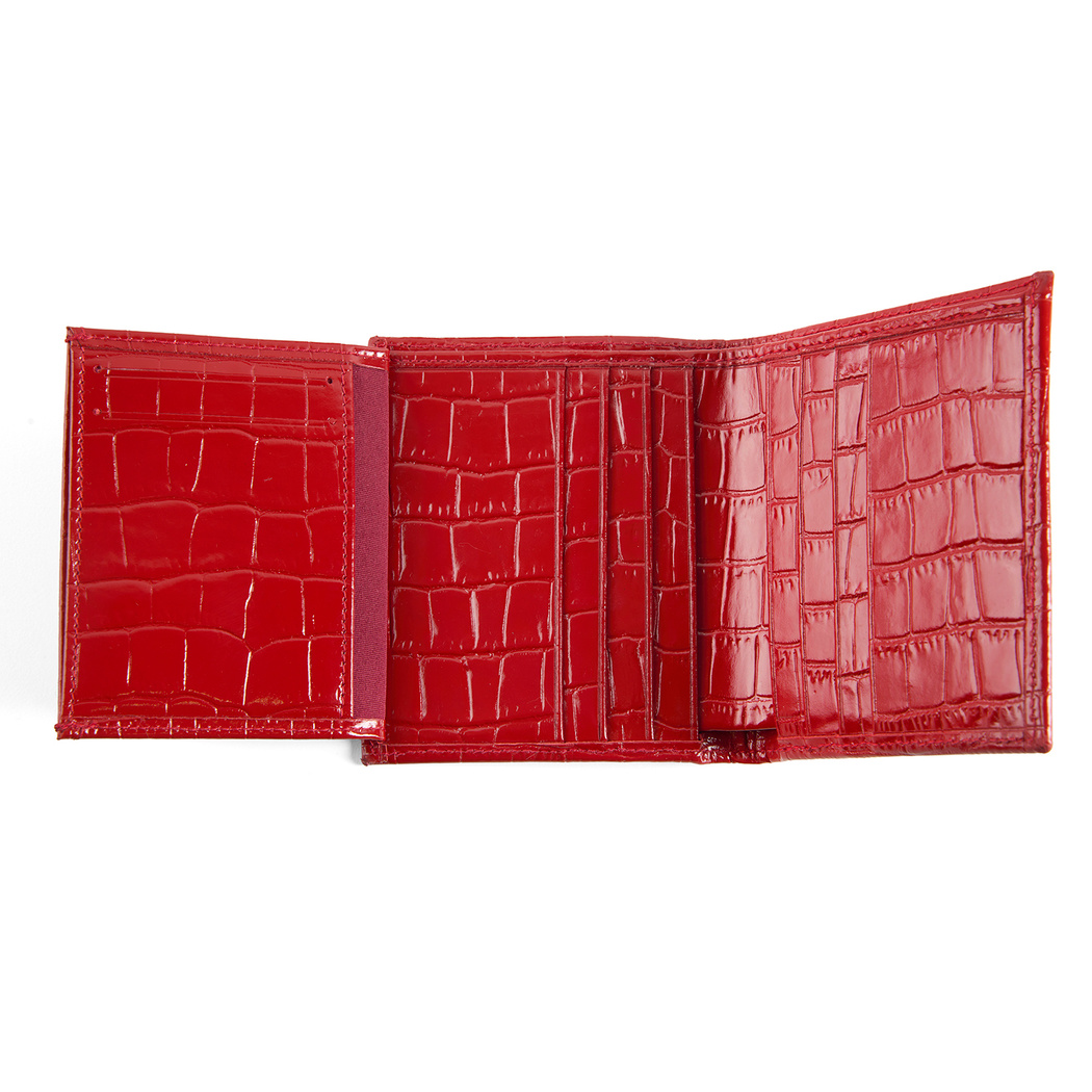 Linoa Kırmızı Kadın Kroko Baskılı Deri Cüzdan