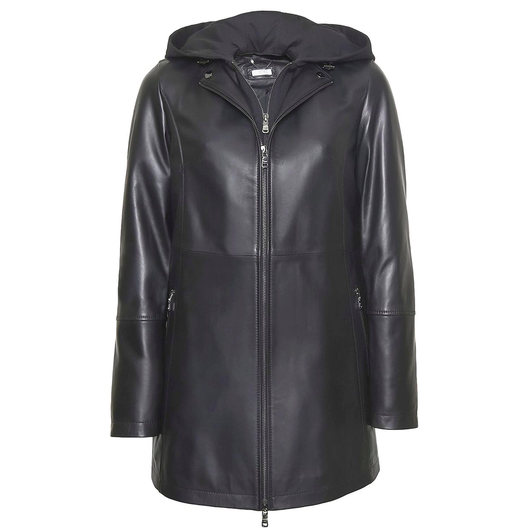 Lizzy Kapüşonlu Kadın Deri Mont