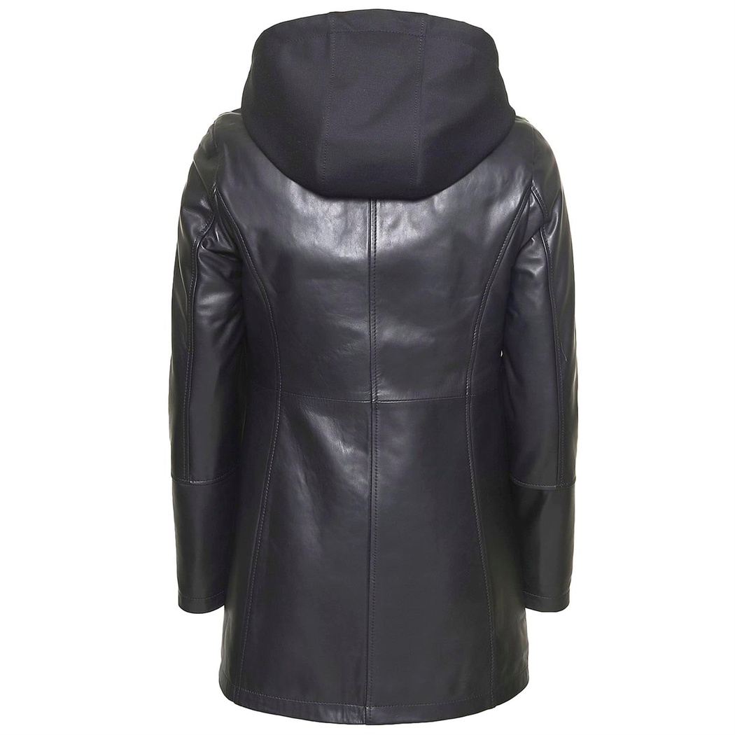 Lizzy Kapüşonlu Kadın Deri Mont