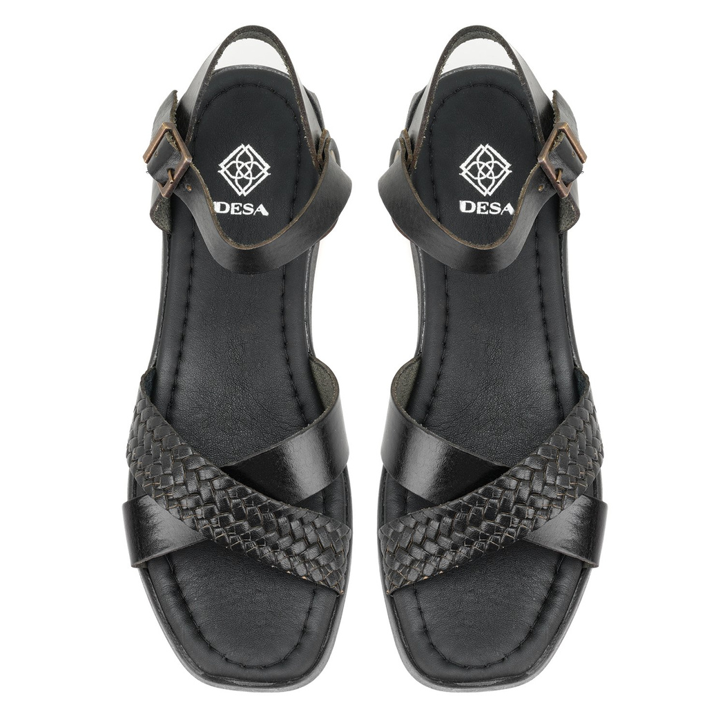 Lou Siyah Kadın Deri Sandalet