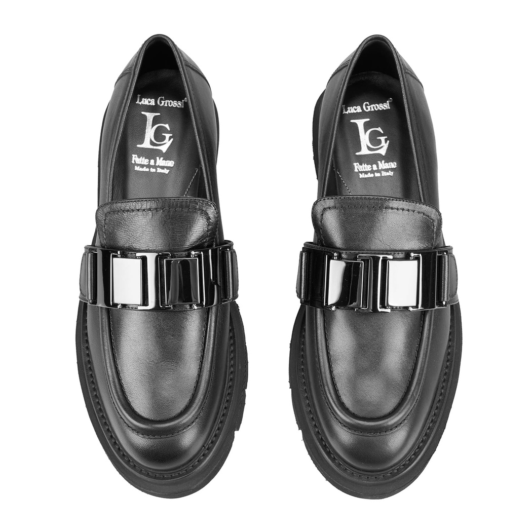 Luca Grossi Alma Siyah Kadın Toka Detaylı Loafer