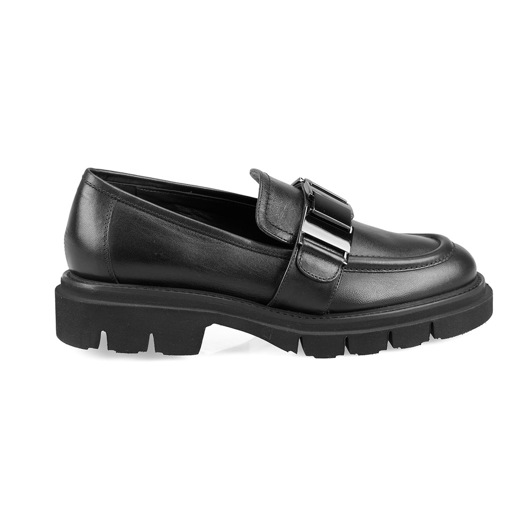 Luca Grossi Alma Siyah Kadın Toka Detaylı Loafer