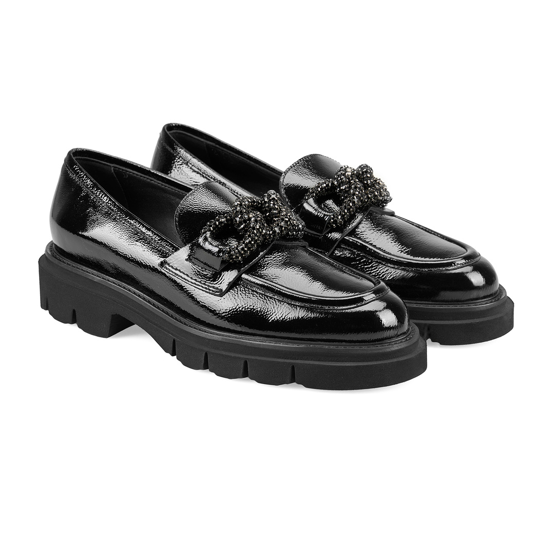 Luca Grossi Aurora Siyah Kadın Toka Detaylı Rugan Loafer