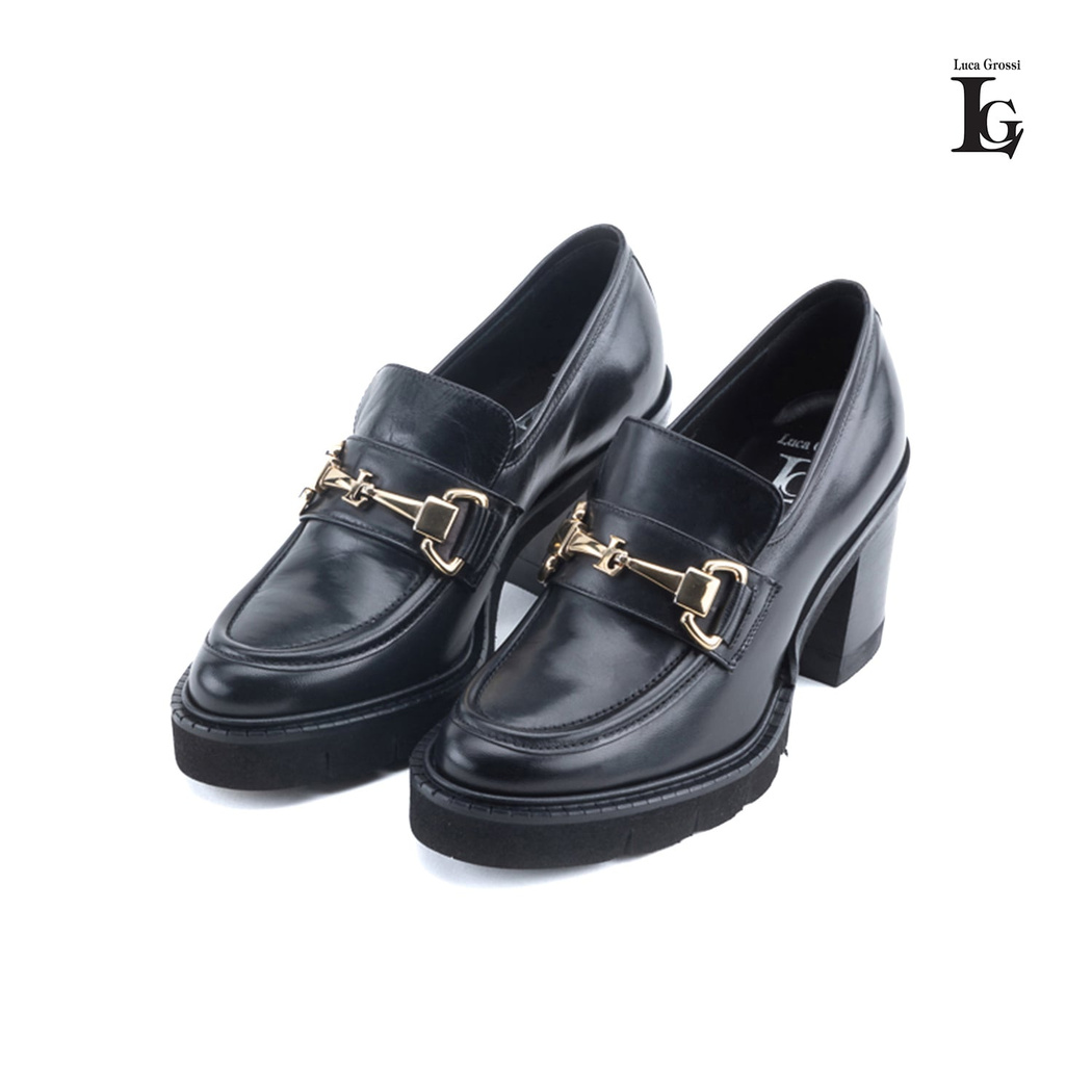 Luca Grossi Bianca Siyah Kadın Toka Detaylı Topuklu Loafer