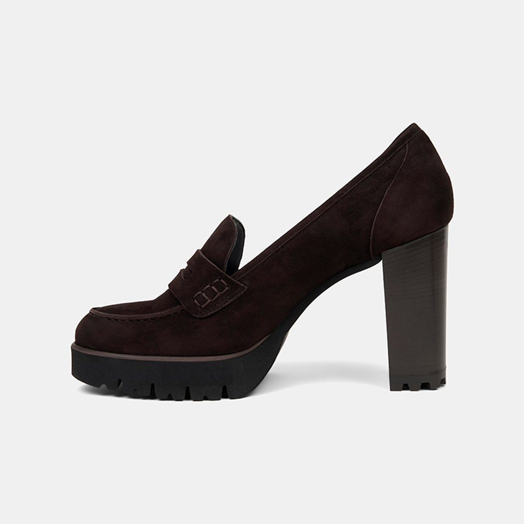 Luca Grossi Kadın Acı Kahve Platform Topuklu Süet Loafer