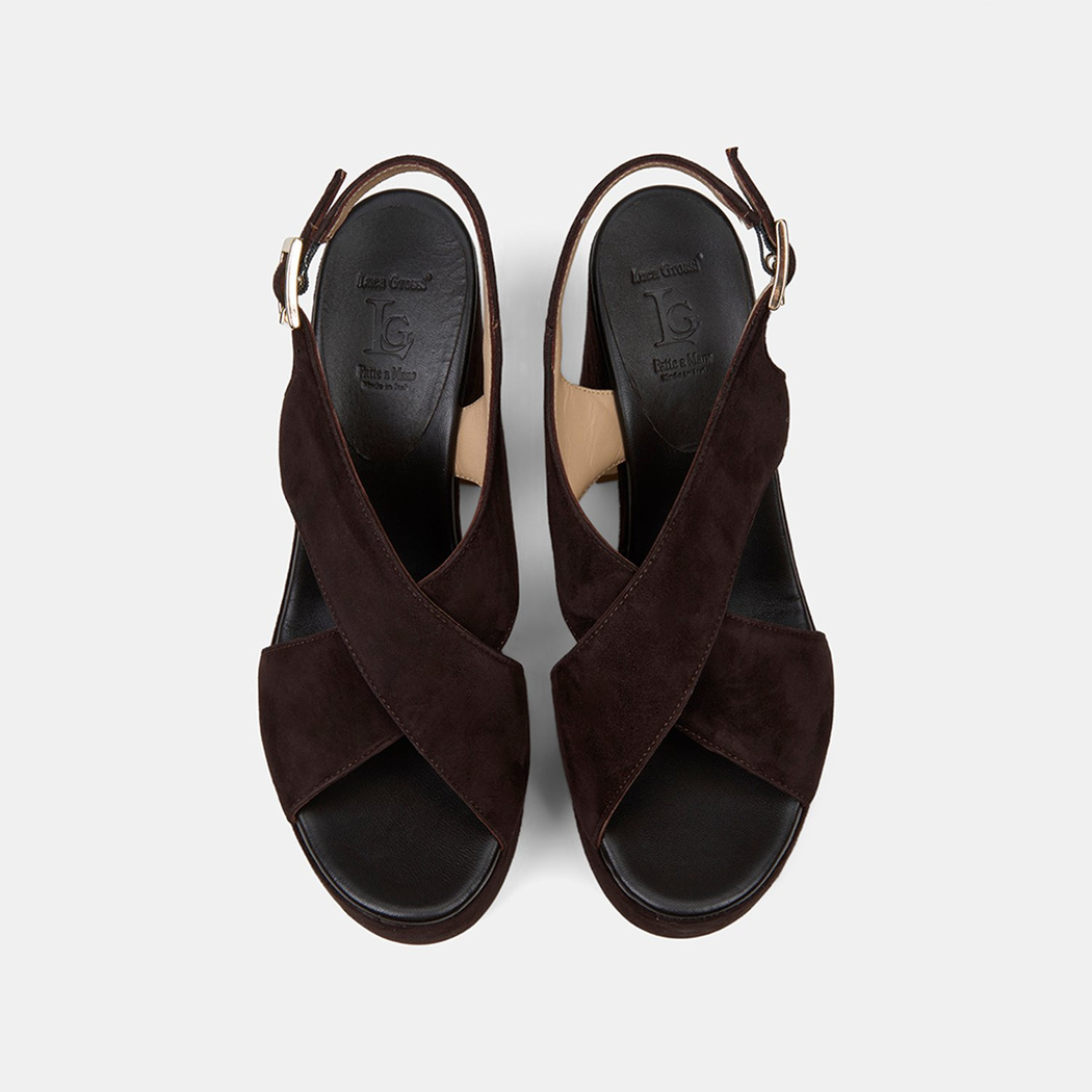 Luca Grossi Kadın Acı Kahve Platform Topuklu Süet Sandalet