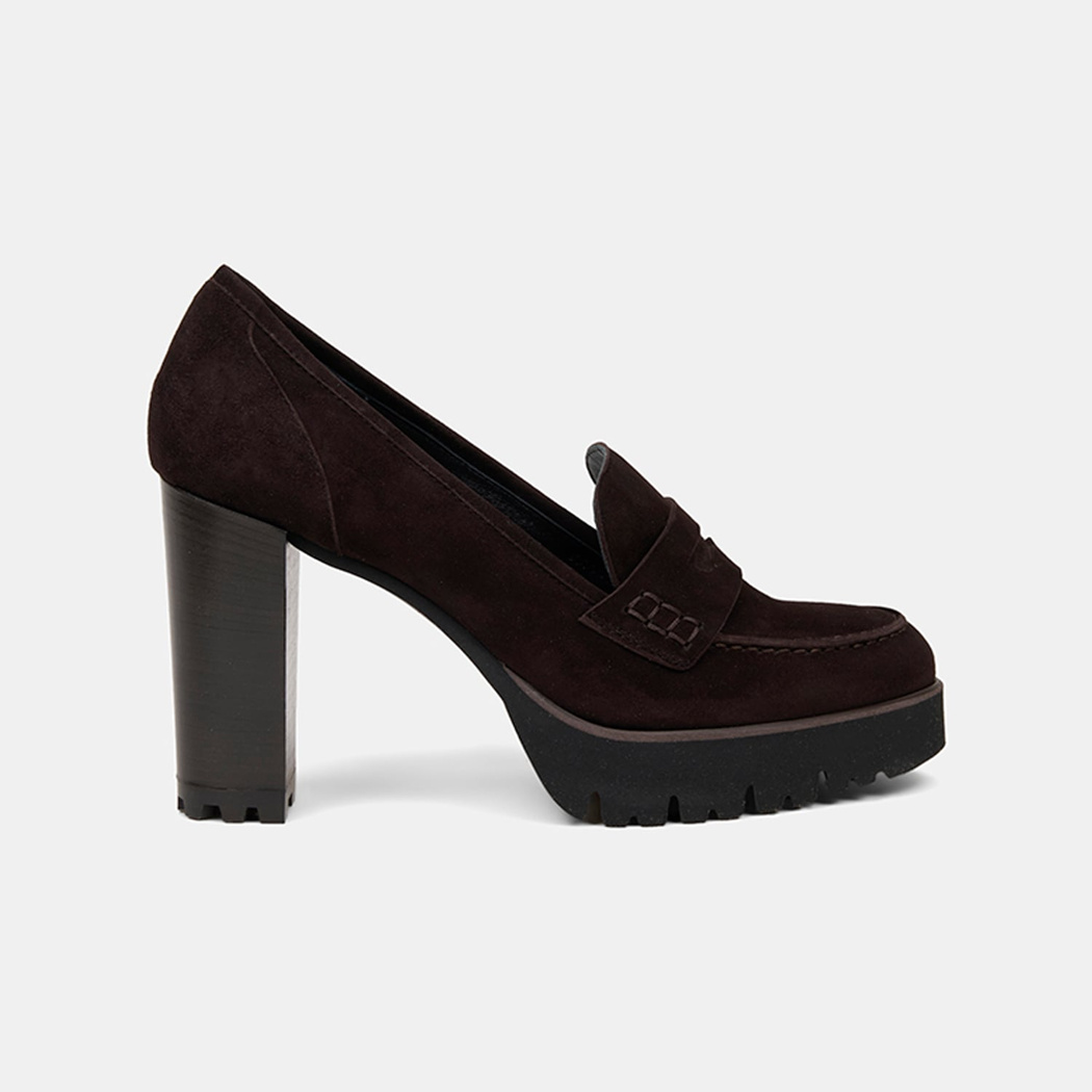 Luca Grossi Kadın Acı Kahve Platform Topuklu Süet Loafer