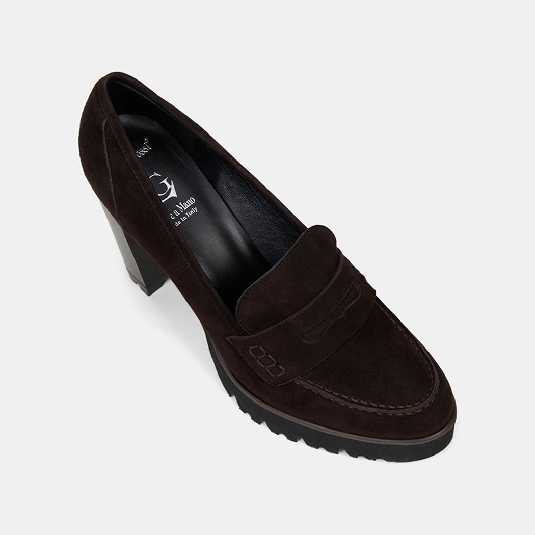 Luca Grossi Kadın Acı Kahve Platform Topuklu Süet Loafer