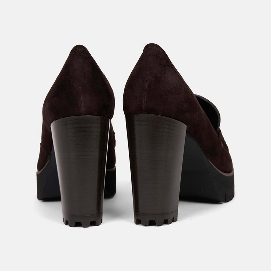 Luca Grossi Kadın Acı Kahve Platform Topuklu Süet Loafer