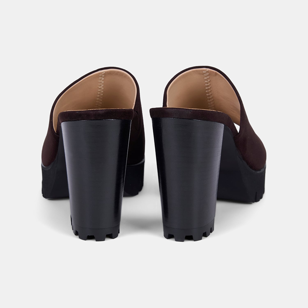 Luca Grossi Kadın Acı Kahve Platform Topuklu Süet Terlik