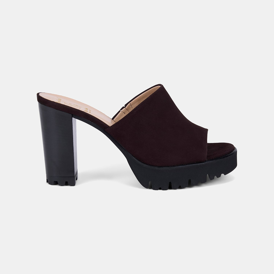 Luca Grossi Kadın Acı Kahve Platform Topuklu Süet Terlik