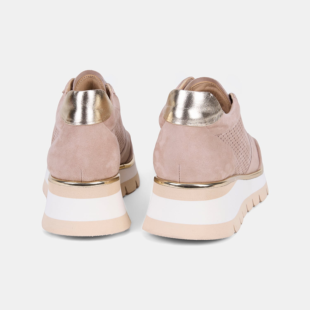 Luca Grossi Kadın Bej Bağcıklı Perforeli Süet Spor Ayakkabı