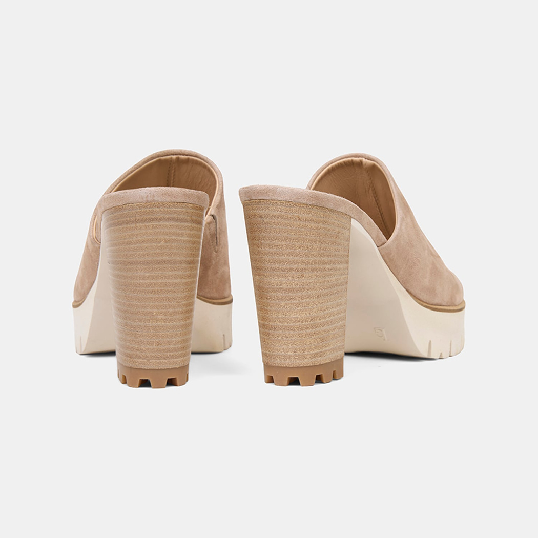 Luca Grossi Kadın Bej Platform Topuklu Süet Terlik