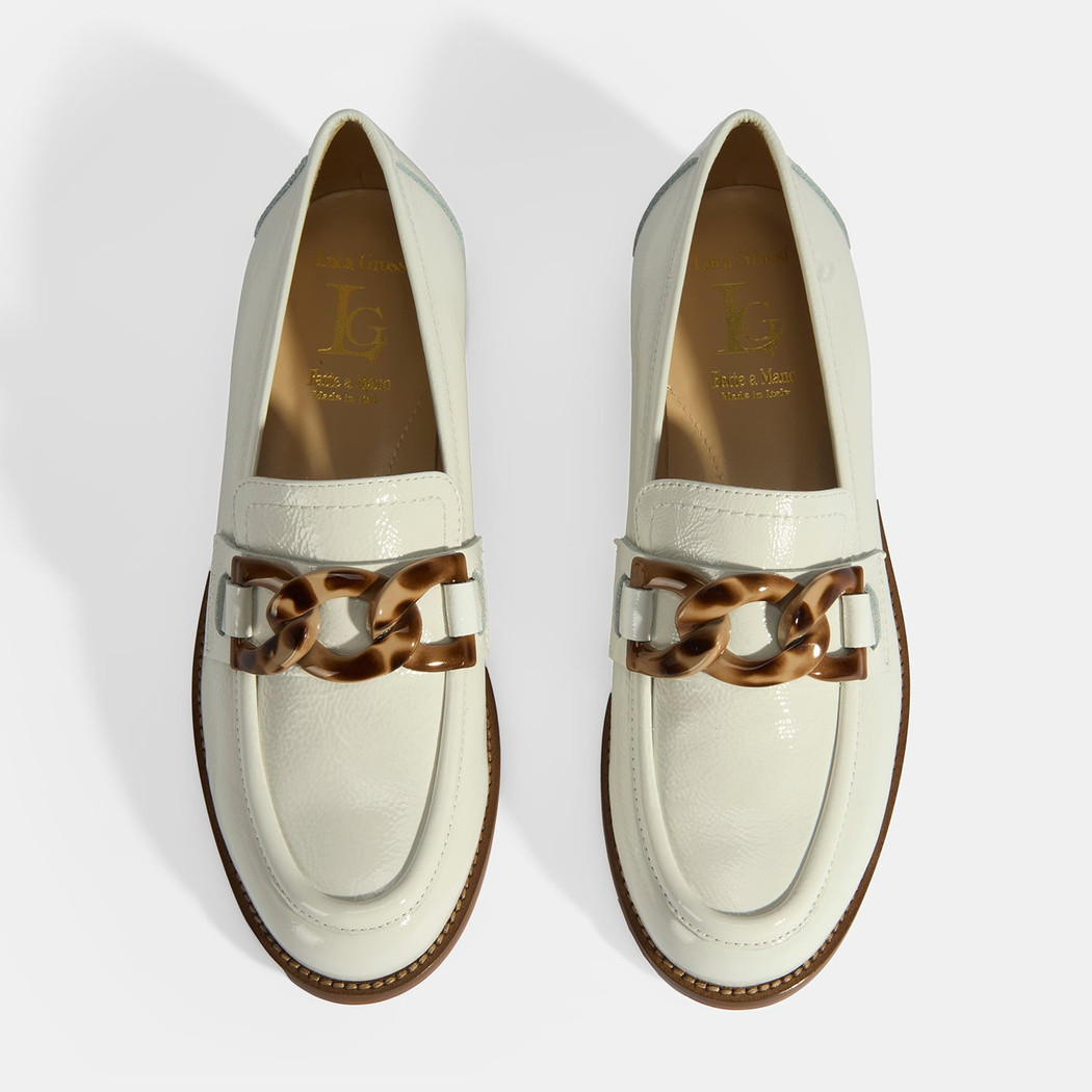 Luca Grossi Kadın Beyaz Aksesuar Detaylı Rugan Loafer