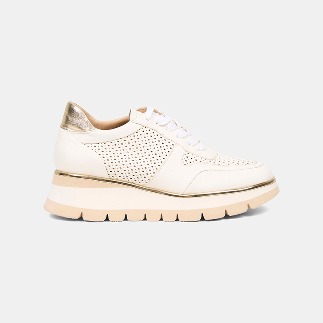 Luca Grossi Kadın Beyaz Bağcıklı Perforeli Deri Spor Ayakkabı
