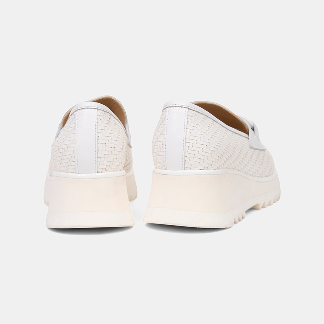 Luca Grossi Kadın Beyaz Örgü Desenli Dolgu Topuklu Loafer