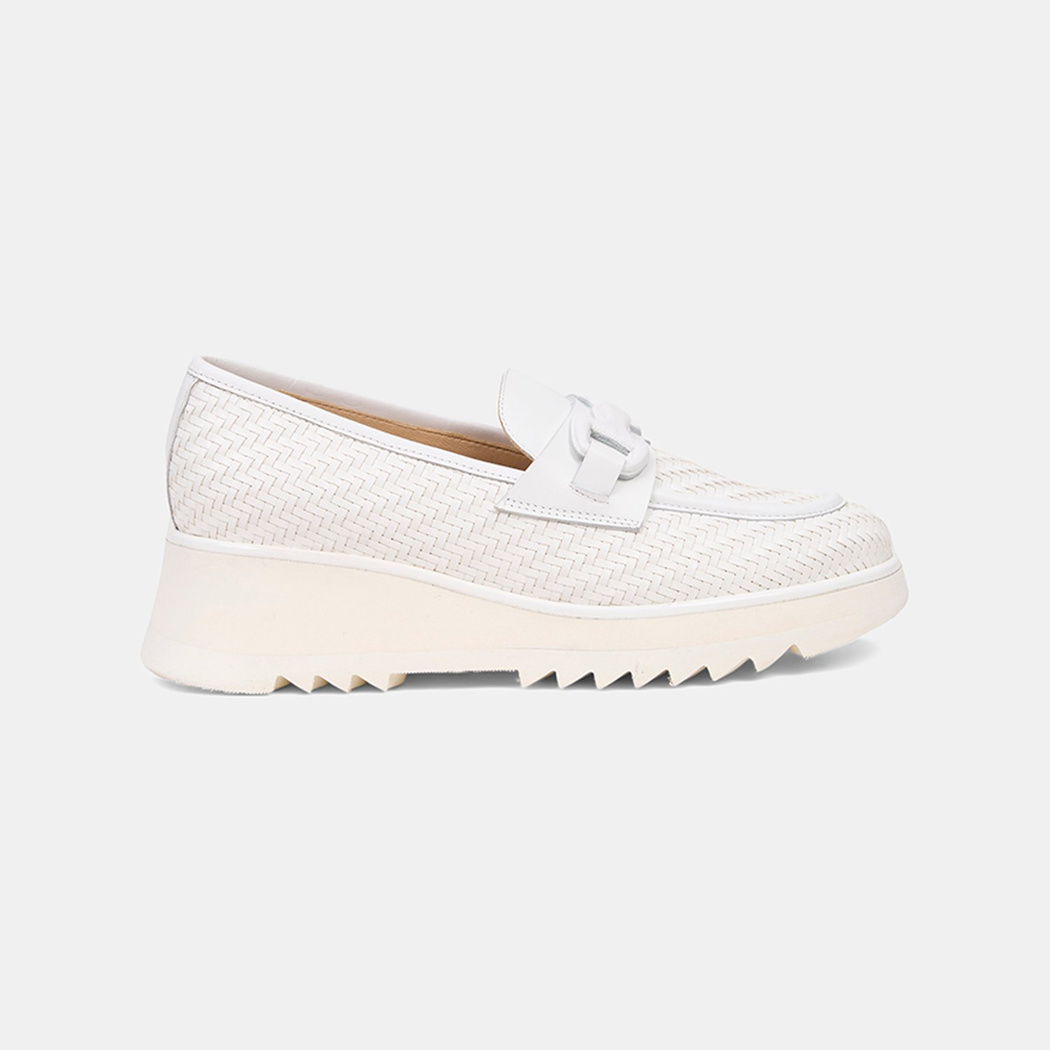 Luca Grossi Kadın Beyaz Örgü Desenli Dolgu Topuklu Loafer