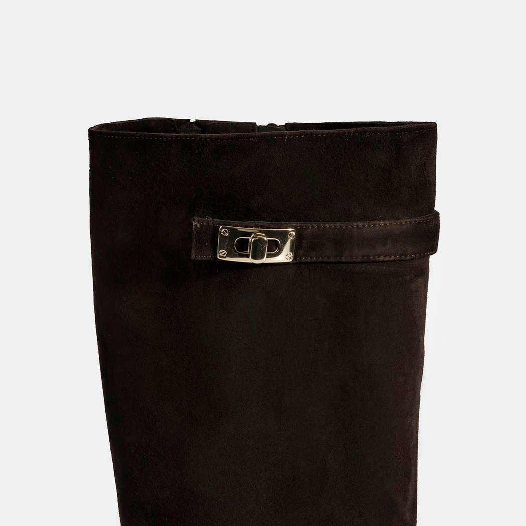 Luca Grossi Kadın Kahve Metal Kilit Detaylı Süet Çizme