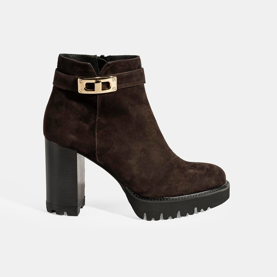 Luca Grossi Kadın Kahve Metal Kilit Detaylı Platform Topuklu Bot