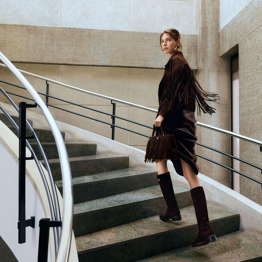 Luca Grossi Kadın Kahve Metal Kilit Detaylı Süet Çizme