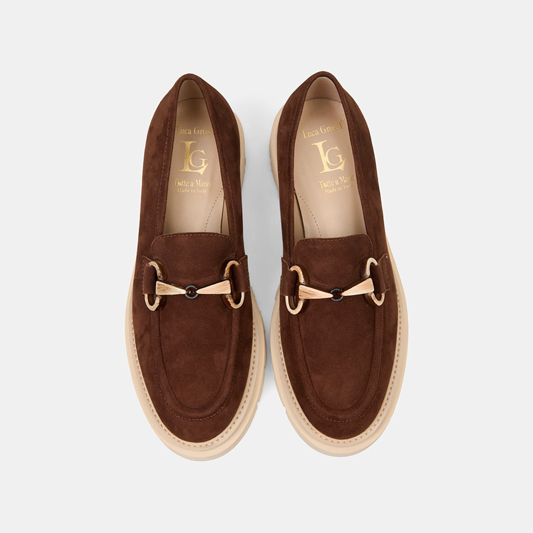 Luca Grossi Kadın Kahve Metal Tokalı Kalın Tabanlı Süet Loafer