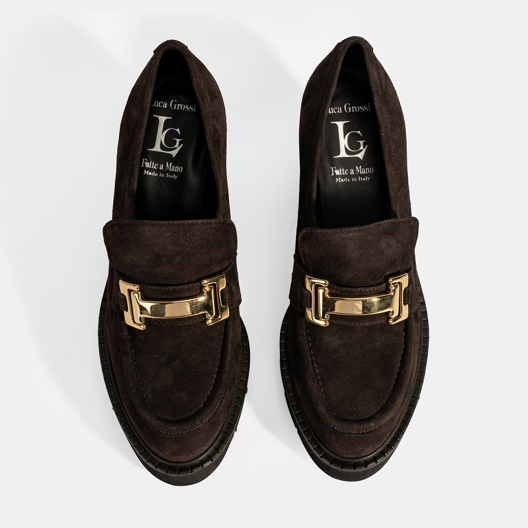 Luca Grossi Kadın Kahve Toka Aksesuarlı Topuklu Süet Loafer