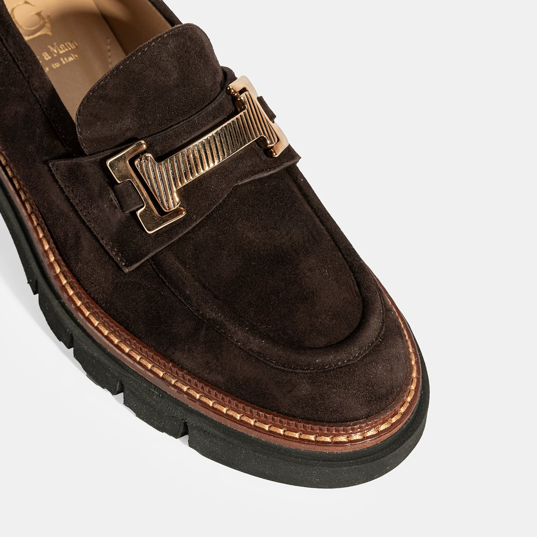 Luca Grossi Kadın Kahve Toka Detaylı Süet Loafer