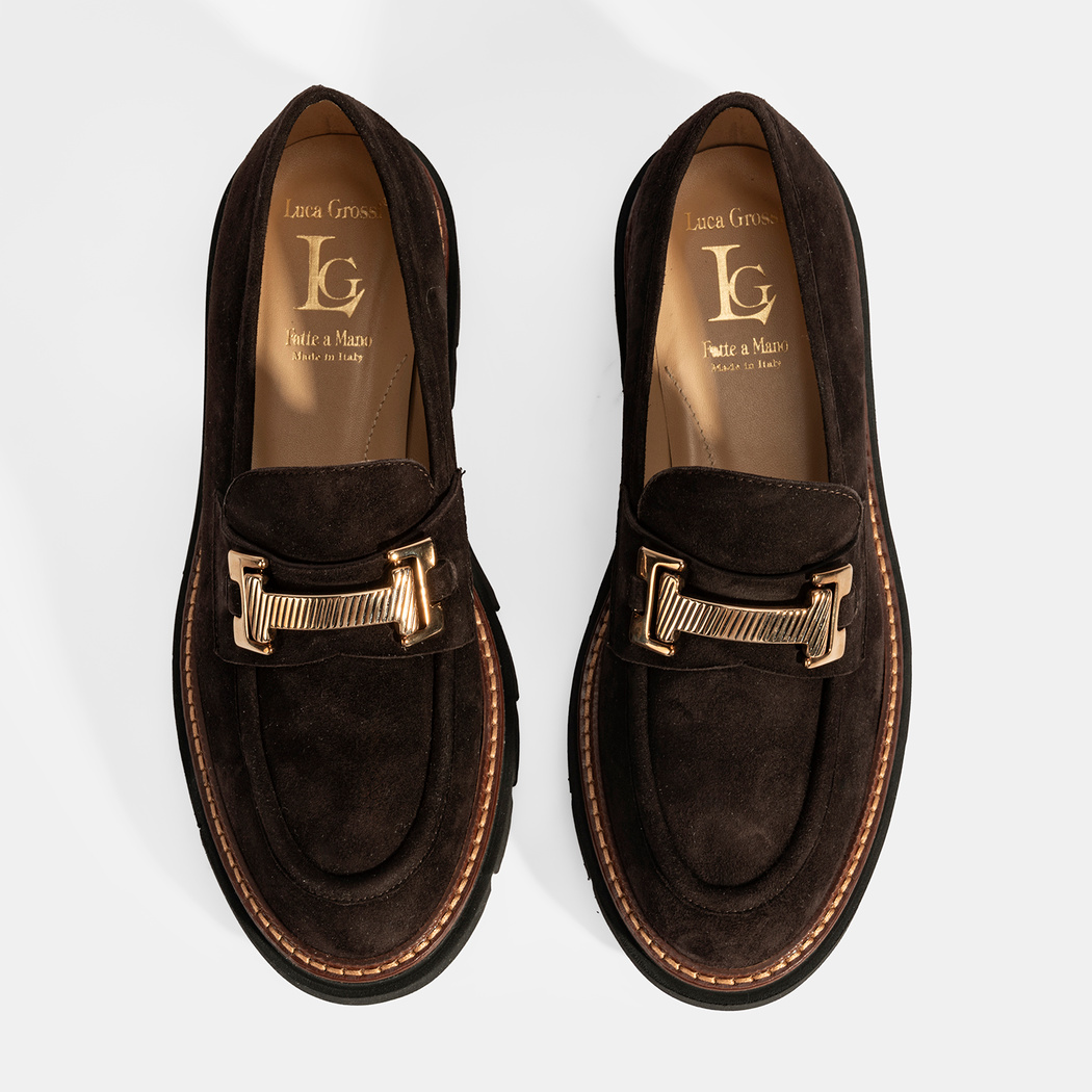 Luca Grossi Kadın Kahve Toka Detaylı Süet Loafer