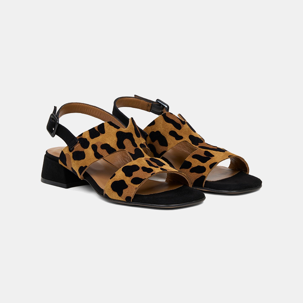 Luca Grossi Kadın Leopar Desenli Süet Deri Sandalet