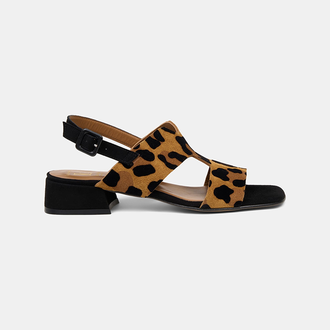 Luca Grossi Kadın Leopar Desenli Süet Deri Sandalet