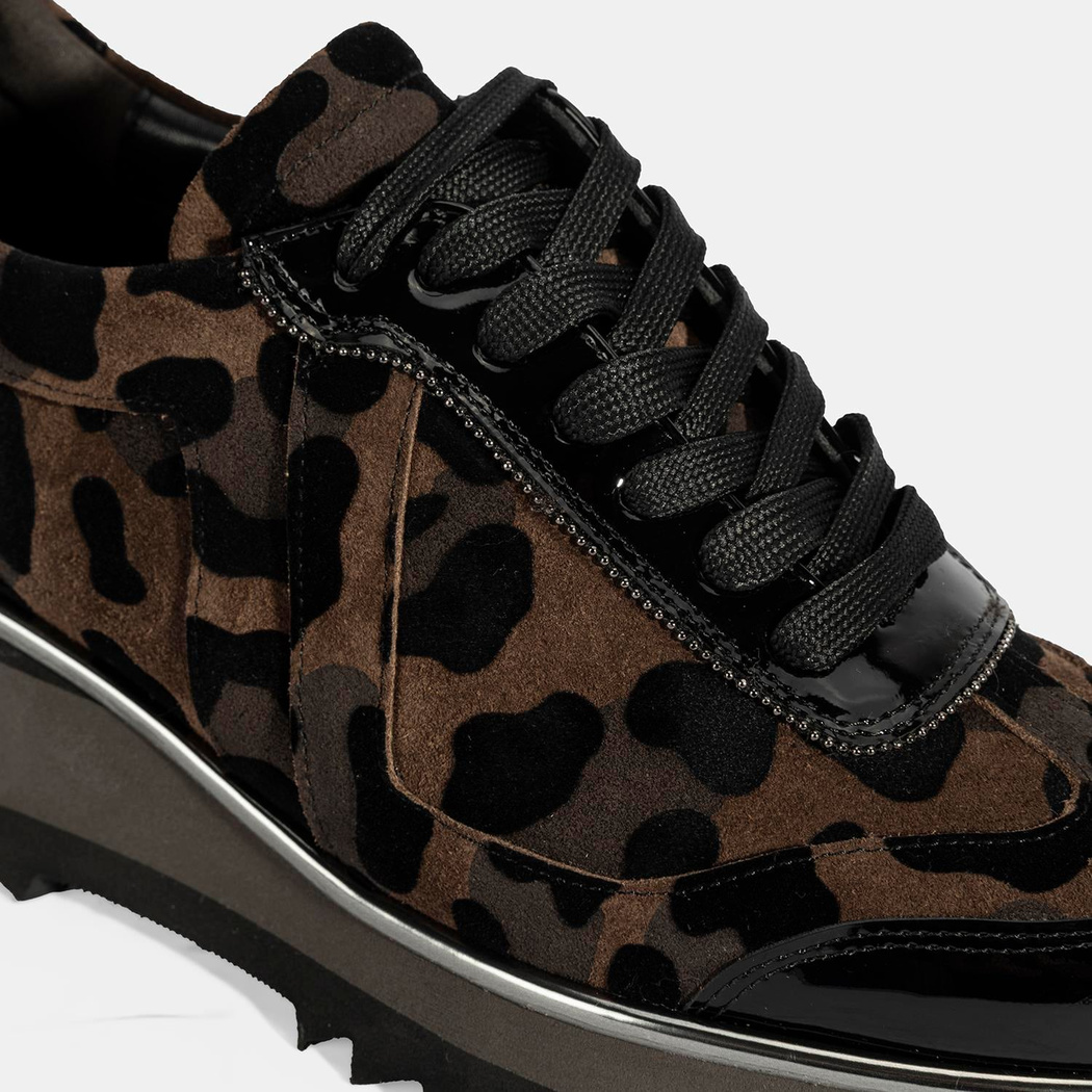 Luca Grossi Kadın Leopar Desenli Süet Deri Sneaker