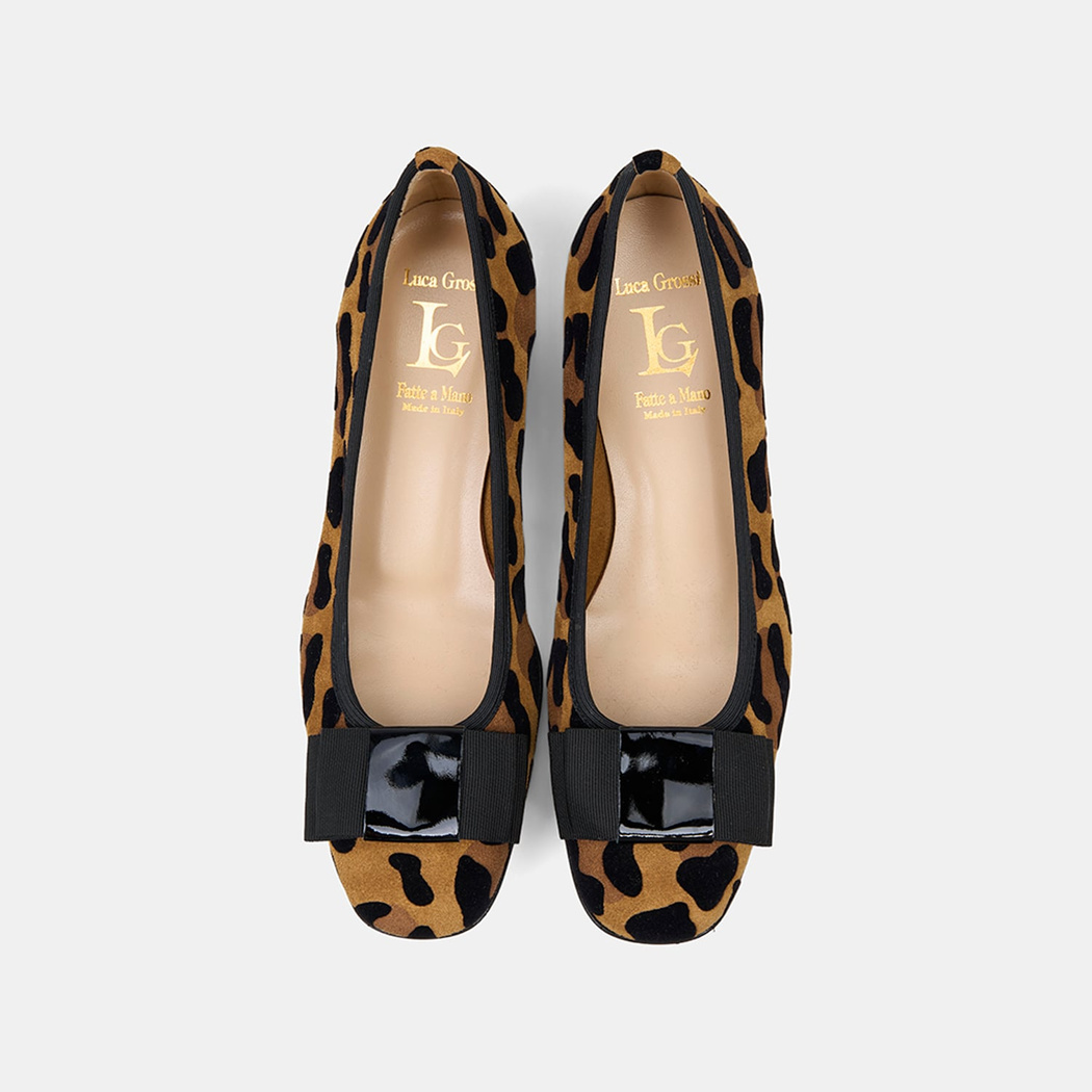 Luca Grossi Kadın Leopar Desenli Süet Deri Babet