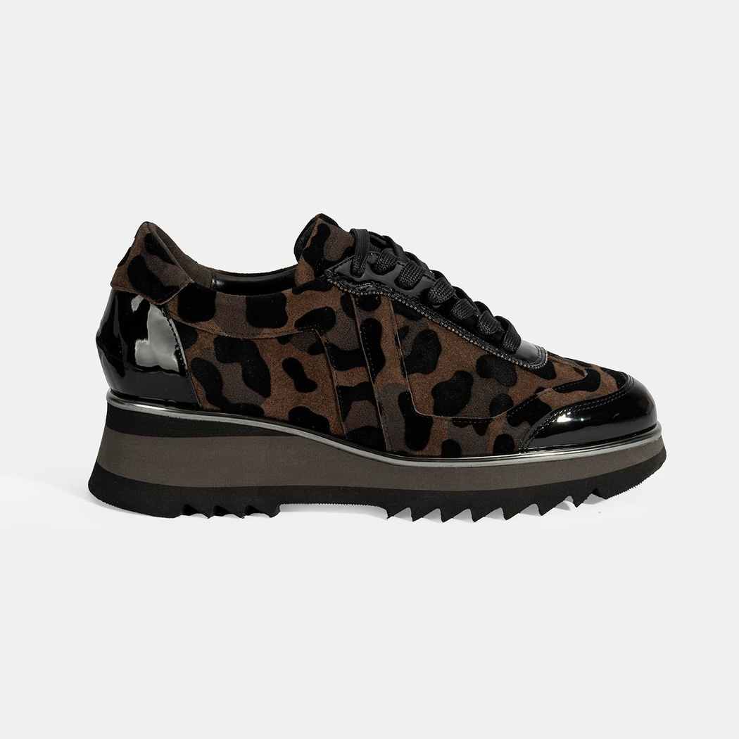 Luca Grossi Kadın Leopar Desenli Süet Deri Sneaker