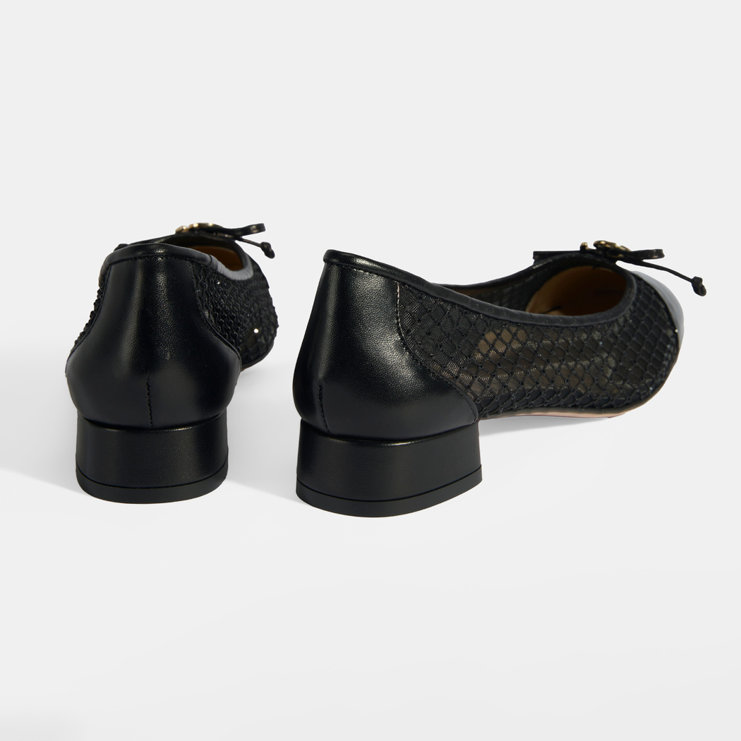 Luca Grossi Kadın Siyah Aksesuar Detaylı File Babet