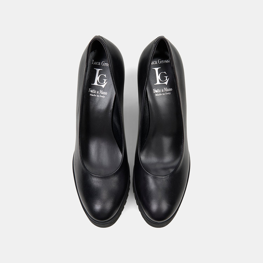 Luca Grossi Kadın Siyah Deri Platform Topuklu Ayakkabı