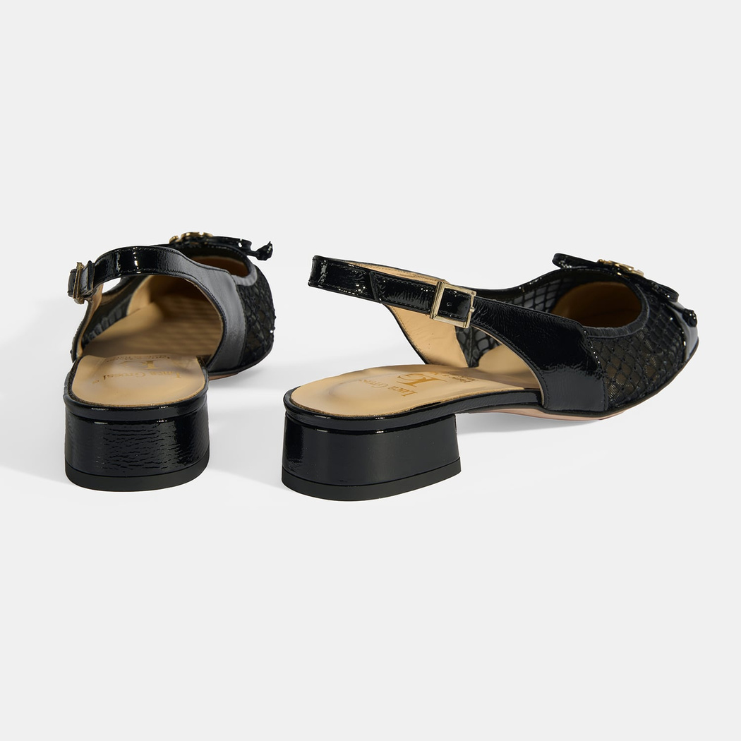 Luca Grossi Kadın Siyah File Detaylı Slingback Rugan Günlük Ayakkabı