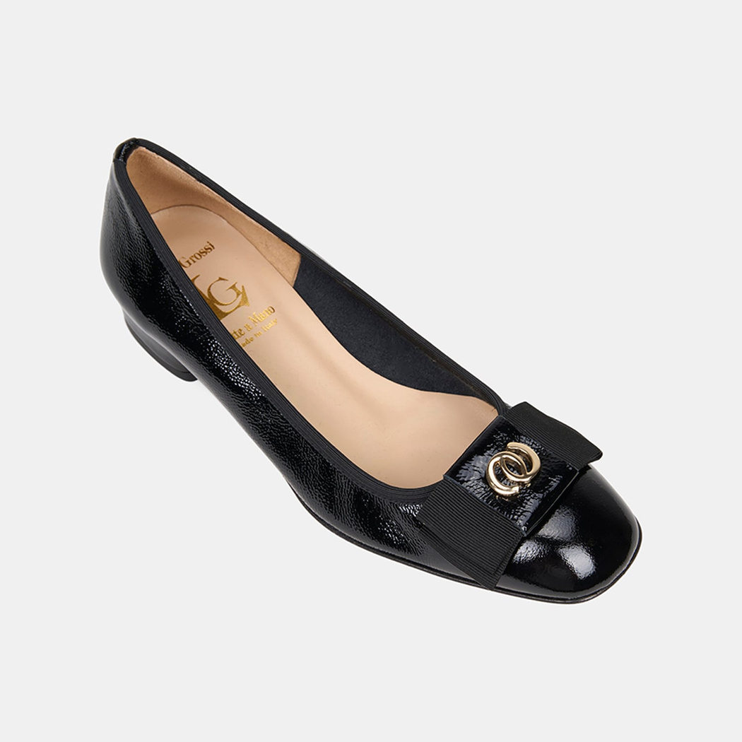 Luca Grossi Kadın Siyah Gold Tokalı Rugan Deri Babet