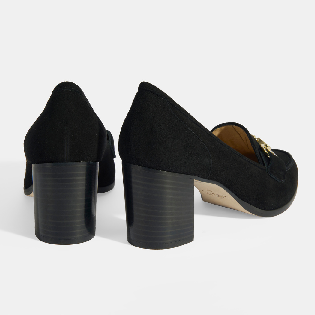 Luca Grossi Kadın Siyah Metal Aksesuarlı Süet Topuklu Loafer