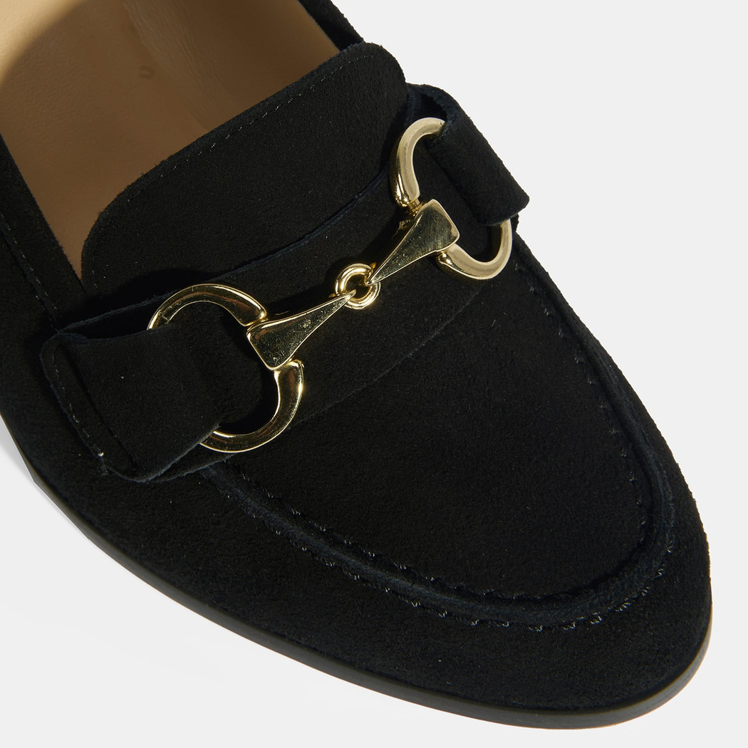 Luca Grossi Kadın Siyah Metal Aksesuarlı Süet Topuklu Loafer