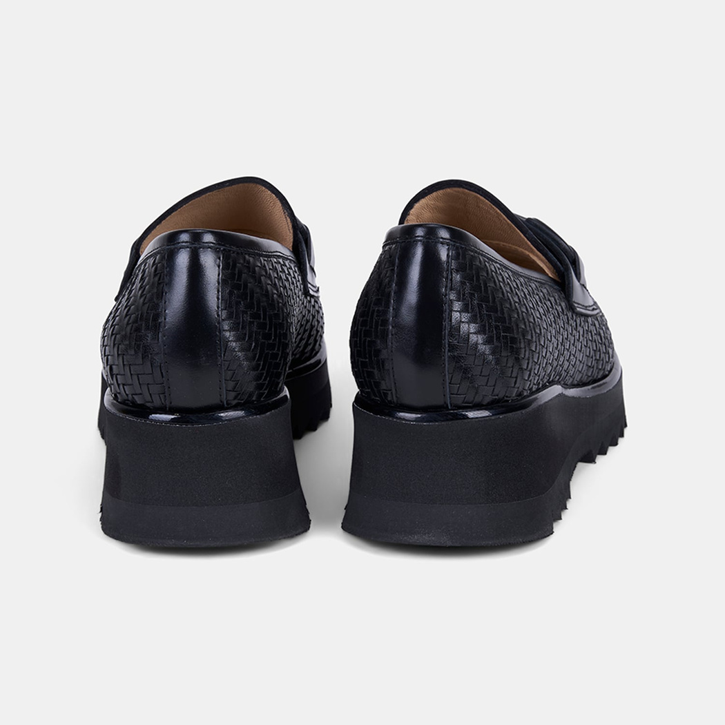 Luca Grossi Kadın Siyah Örgü Desenli Dolgu Topuklu Loafer